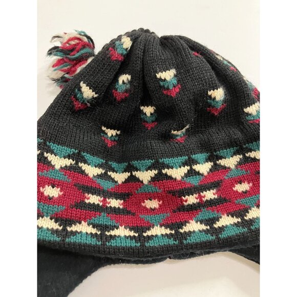 Turtle Fur Women's Black Knit Beanie With Ear Flaps & Tassel - Picture 2 of 8